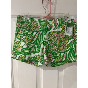 Lilly‎ Pulitzer Callahan Shorts Resort White Seeing Pink Elephants Size 0